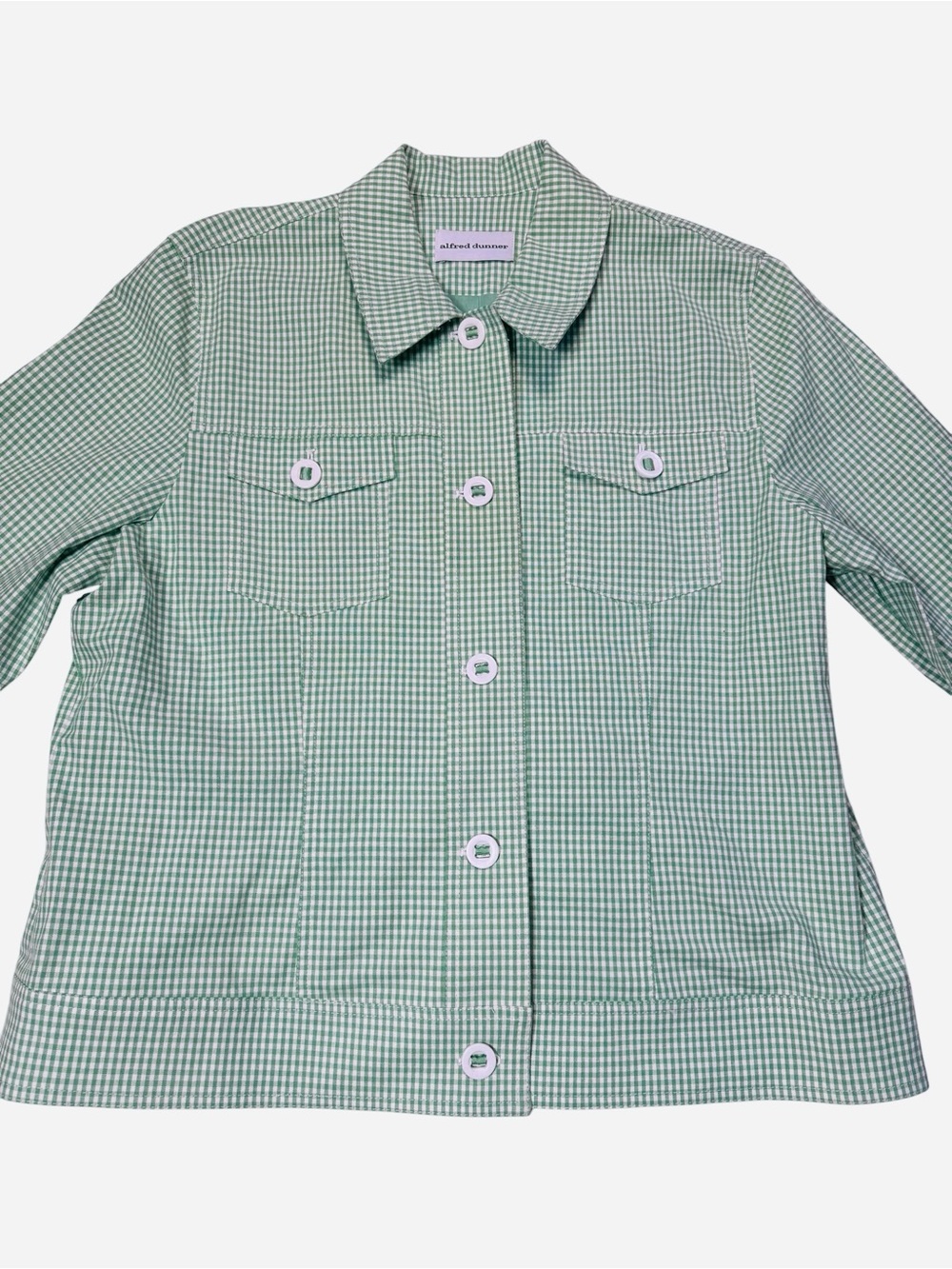 NWT New Alfred Dunner Kiwi Green Just Checking Cotton Jacket Size 12 - Picture 12 of 12
